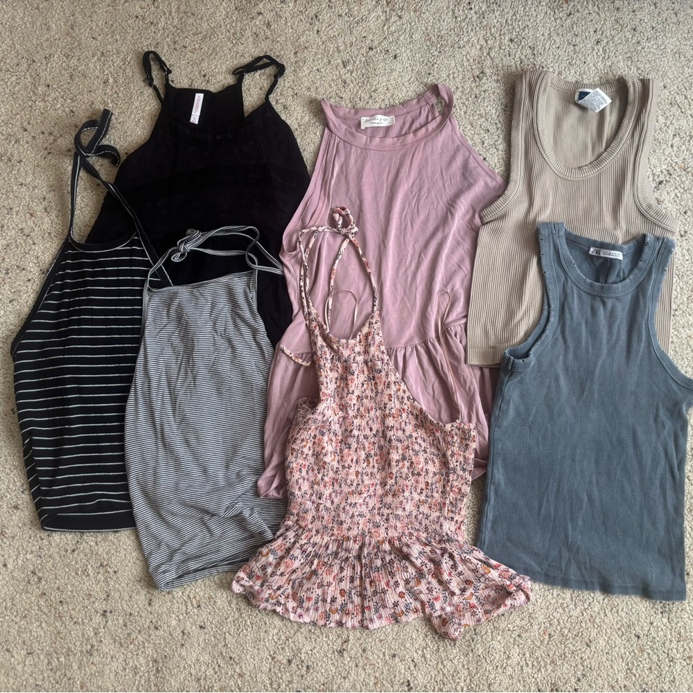 Women's Tank Tops in Black, Pink, Gray, and Beige